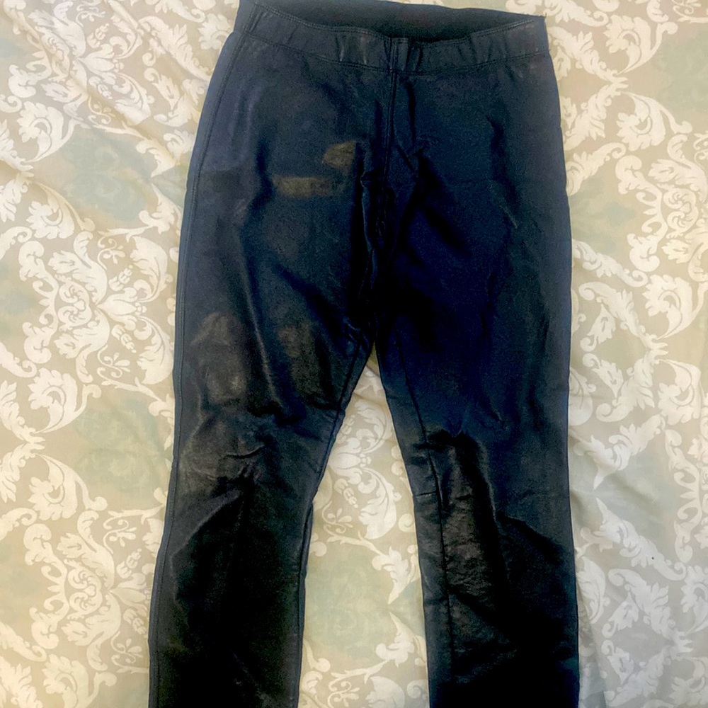 Black leather pants with a stretchy waist band